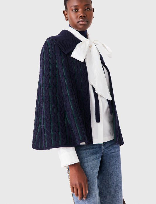 Cropped cape cardigan Navy/Green