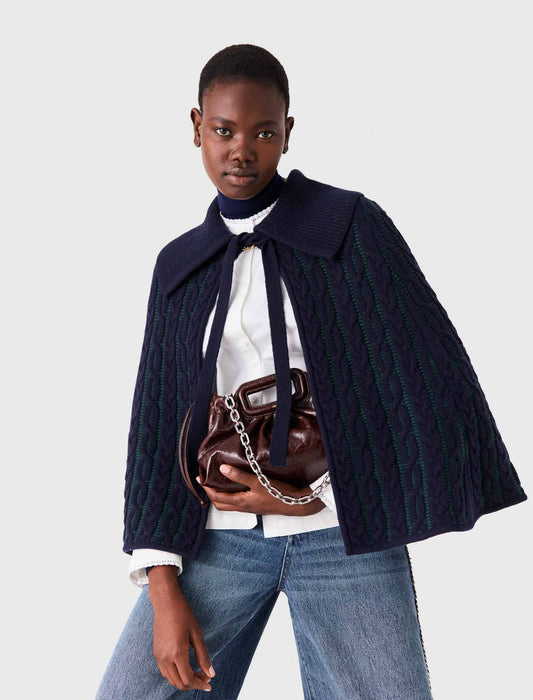 Cropped cape cardigan Navy/Green