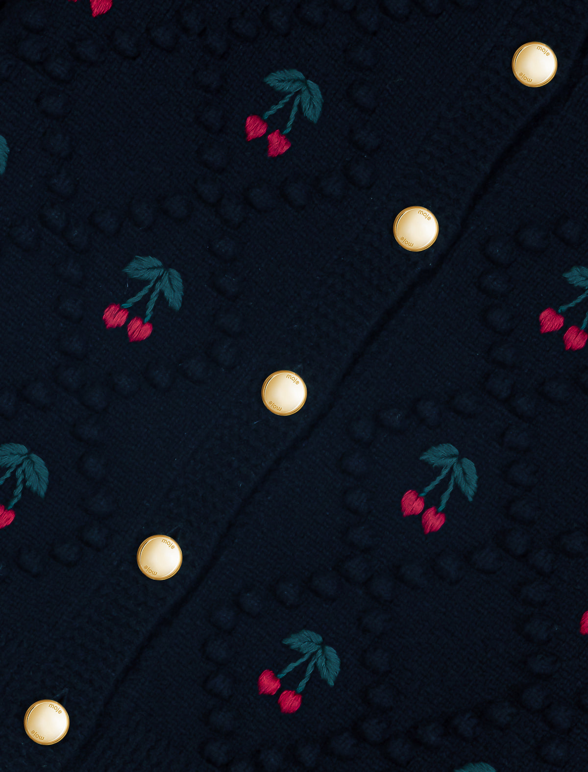 Embroidered cherry cardigan Navy