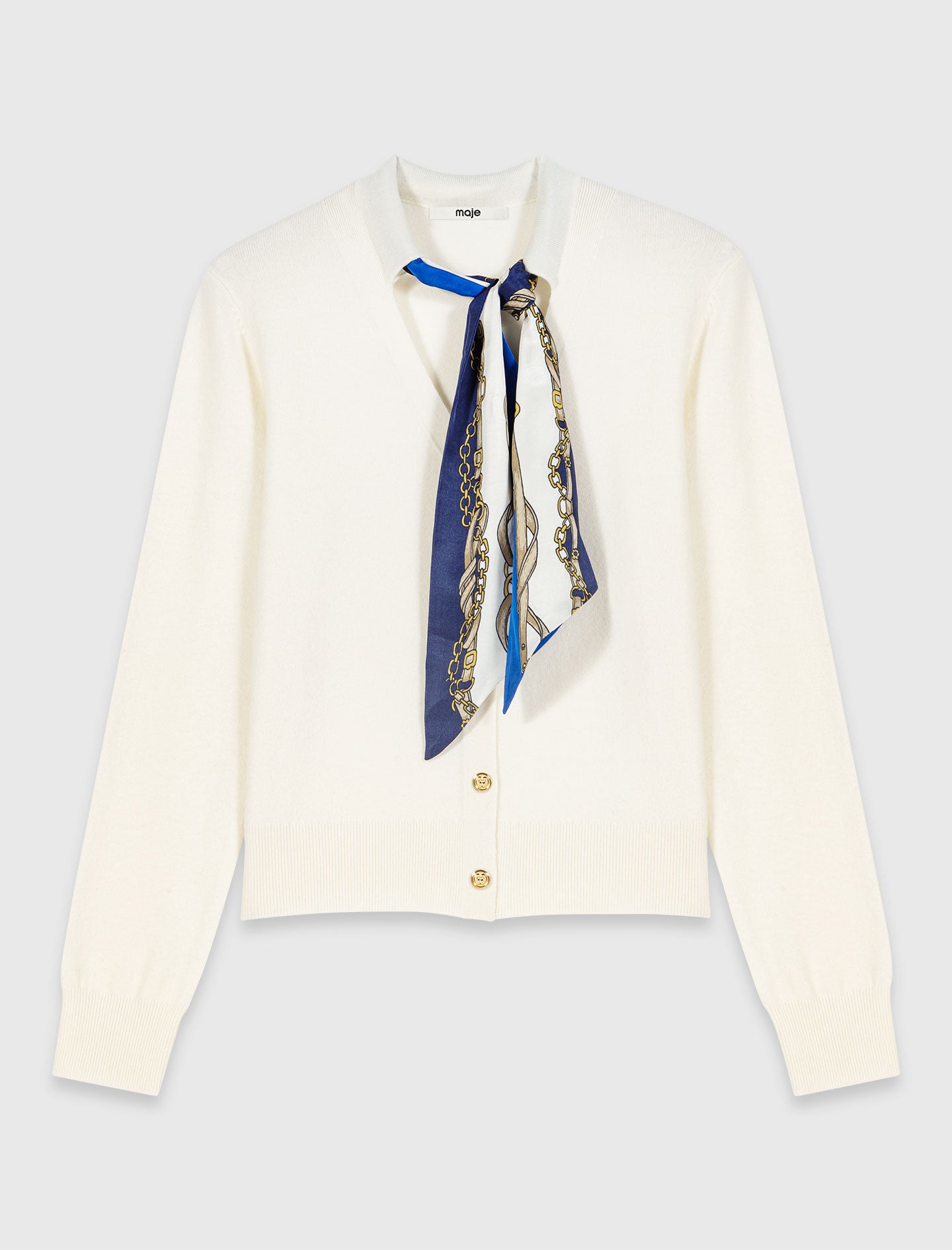 Cardigan with a twilly Ecru