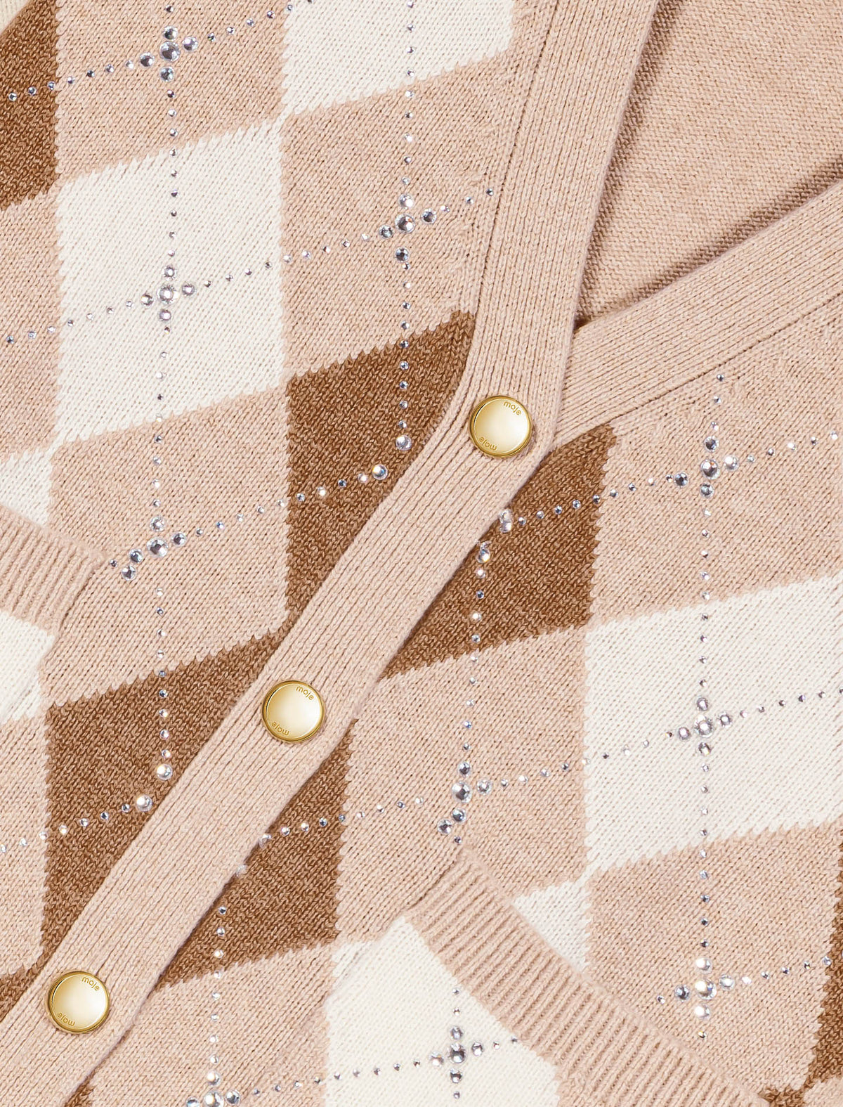 Argyle-patterned cardigan Beige