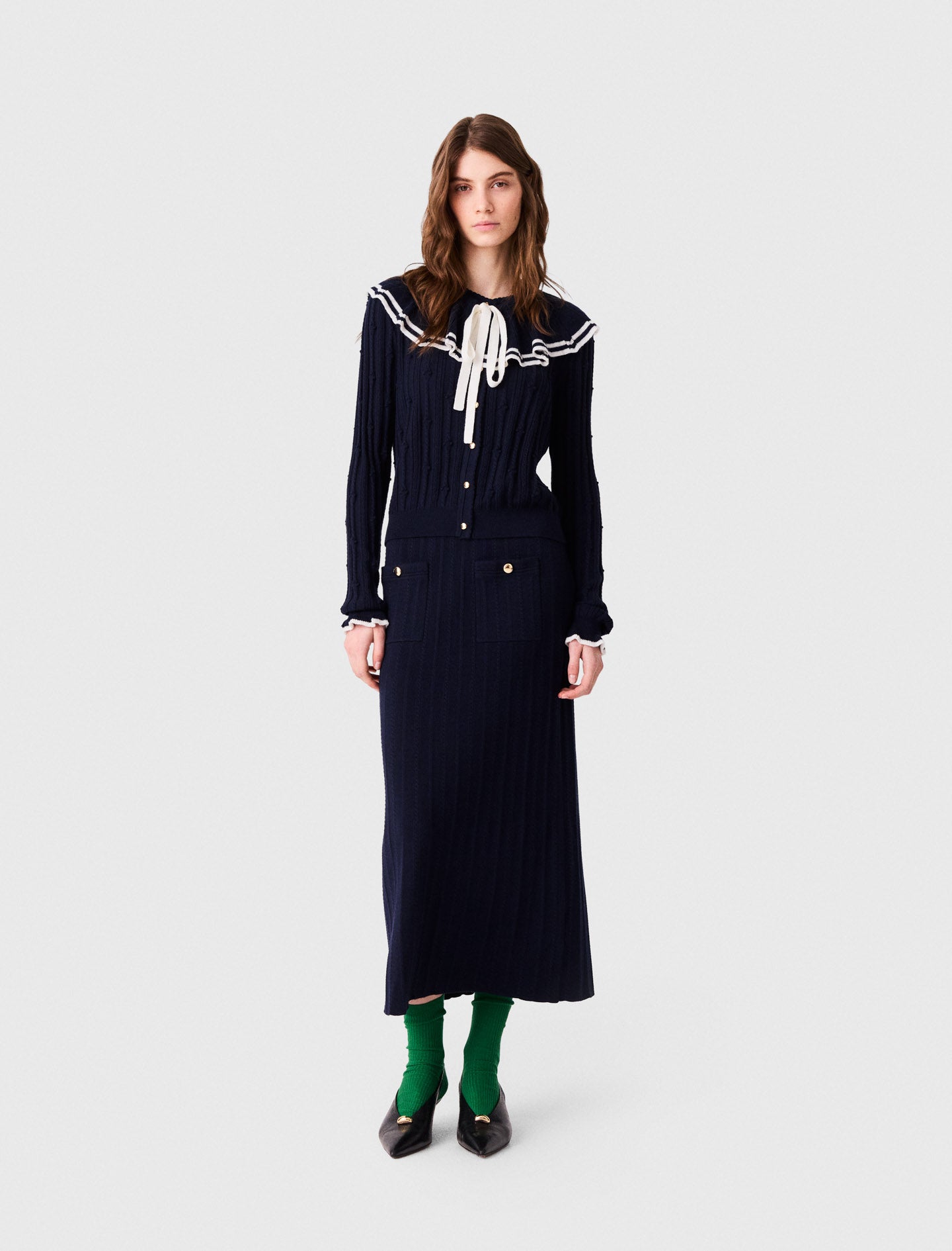 Layered cape cardigan Navy