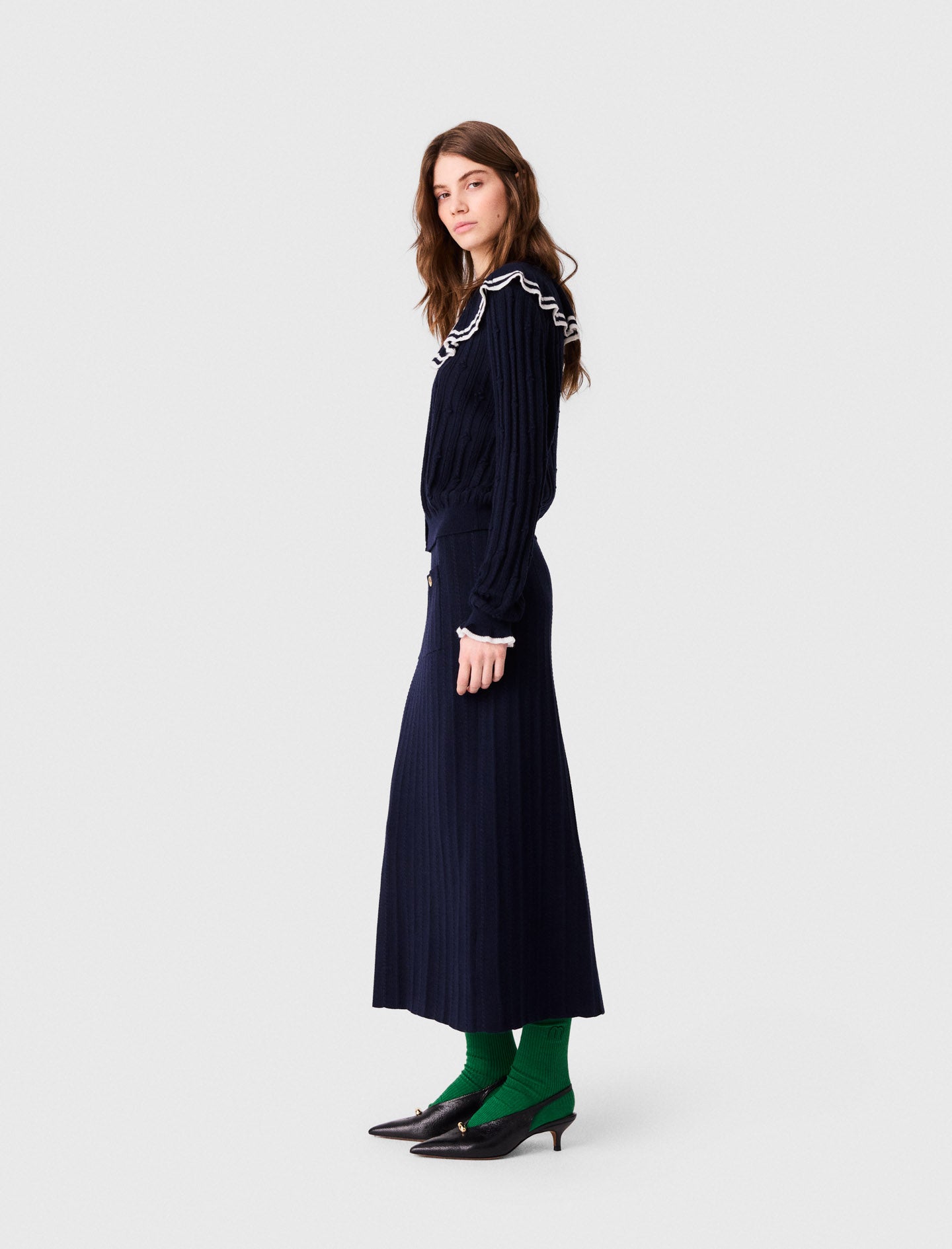Layered cape cardigan Navy