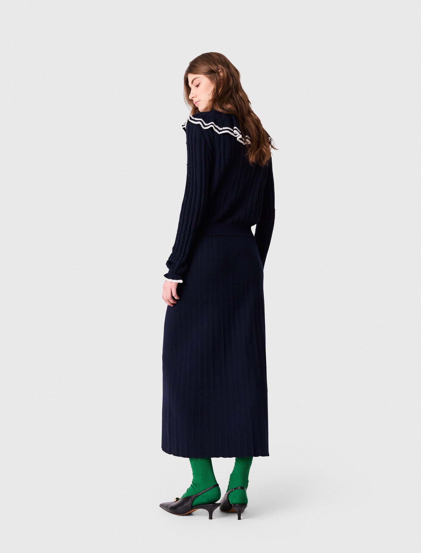 Layered cape cardigan Navy
