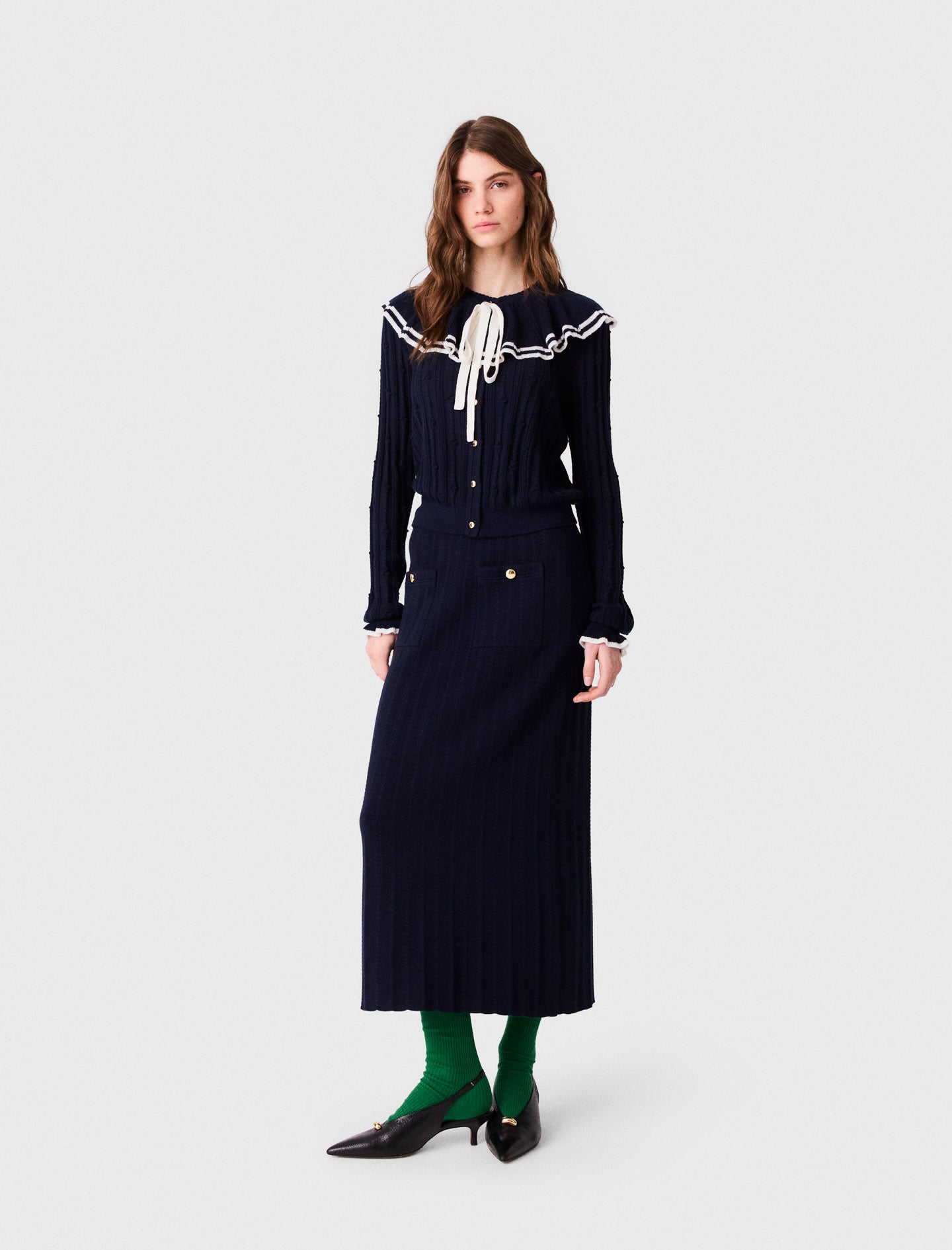 Layered cape cardigan Navy