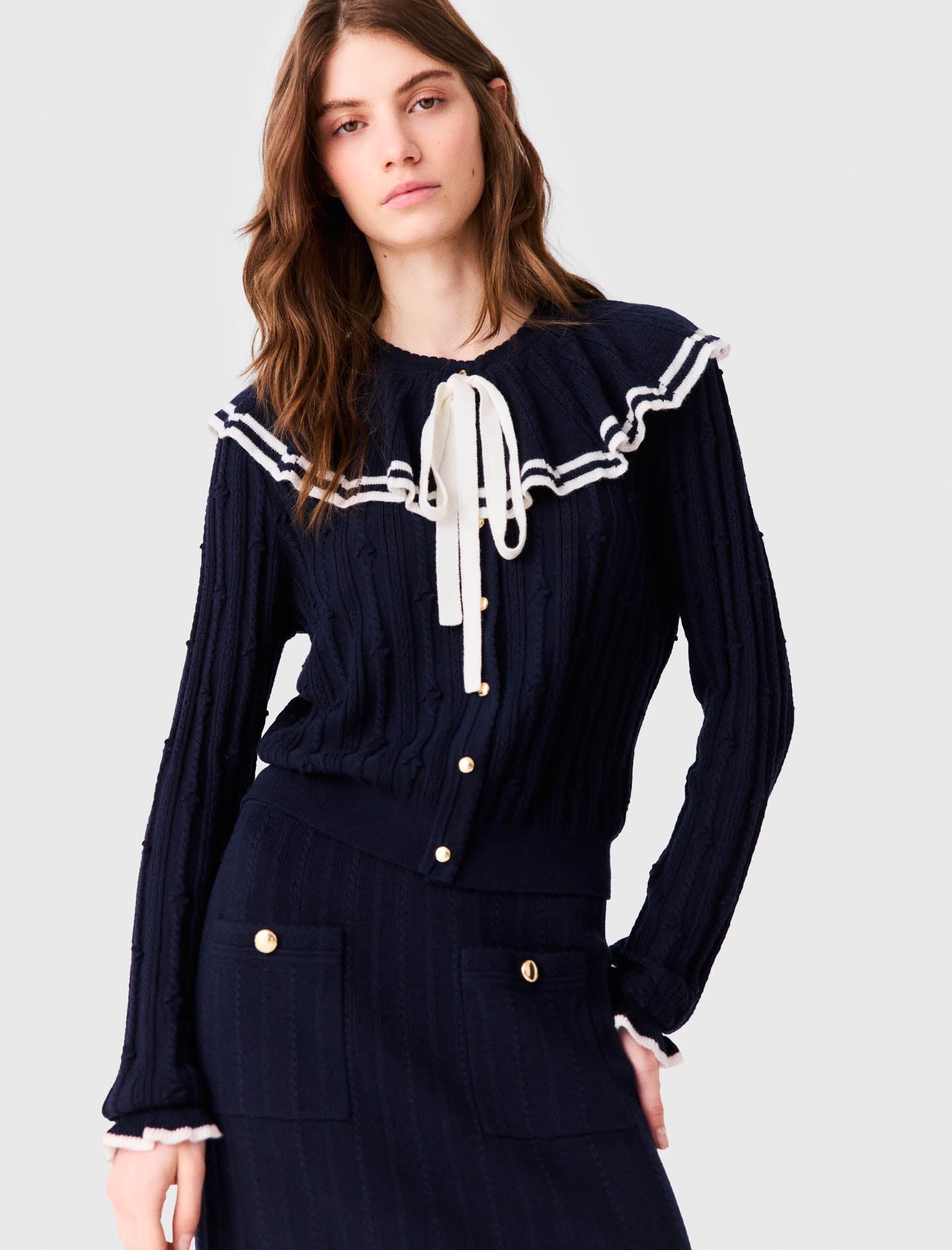Layered cape cardigan Navy