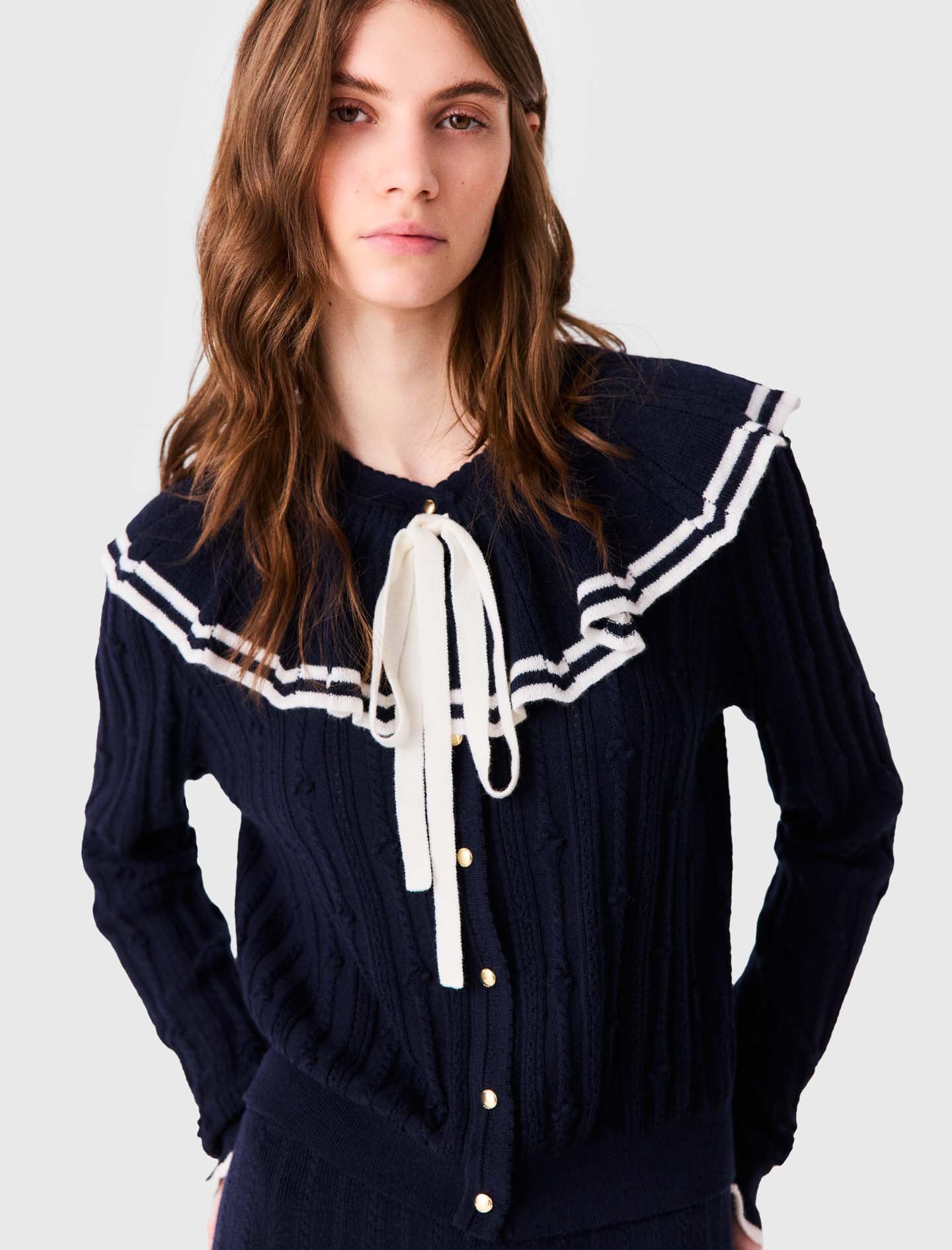 Layered cape cardigan Navy