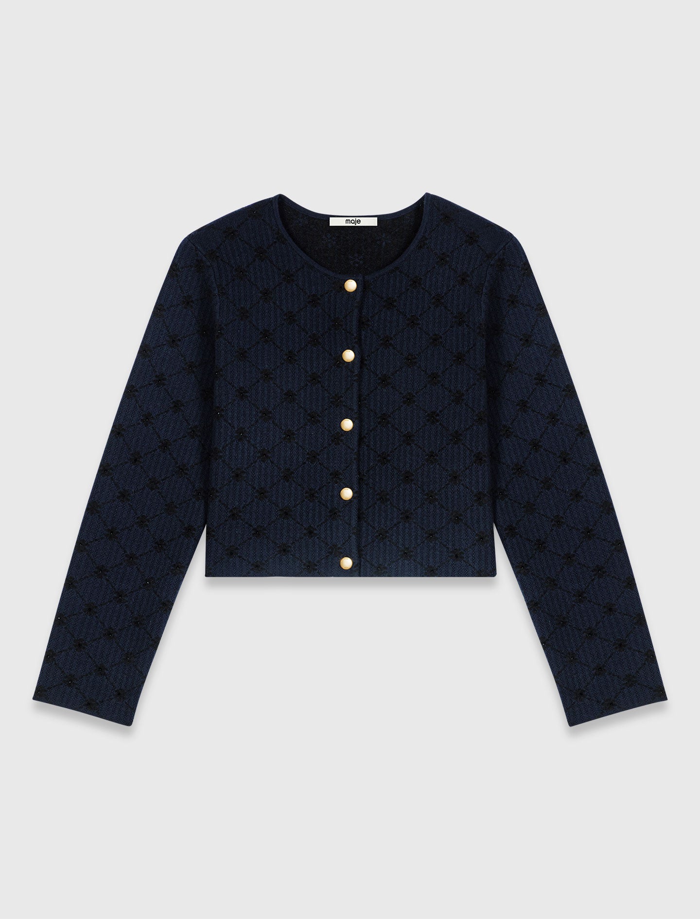 Jacquard cardigan with sequins Navy