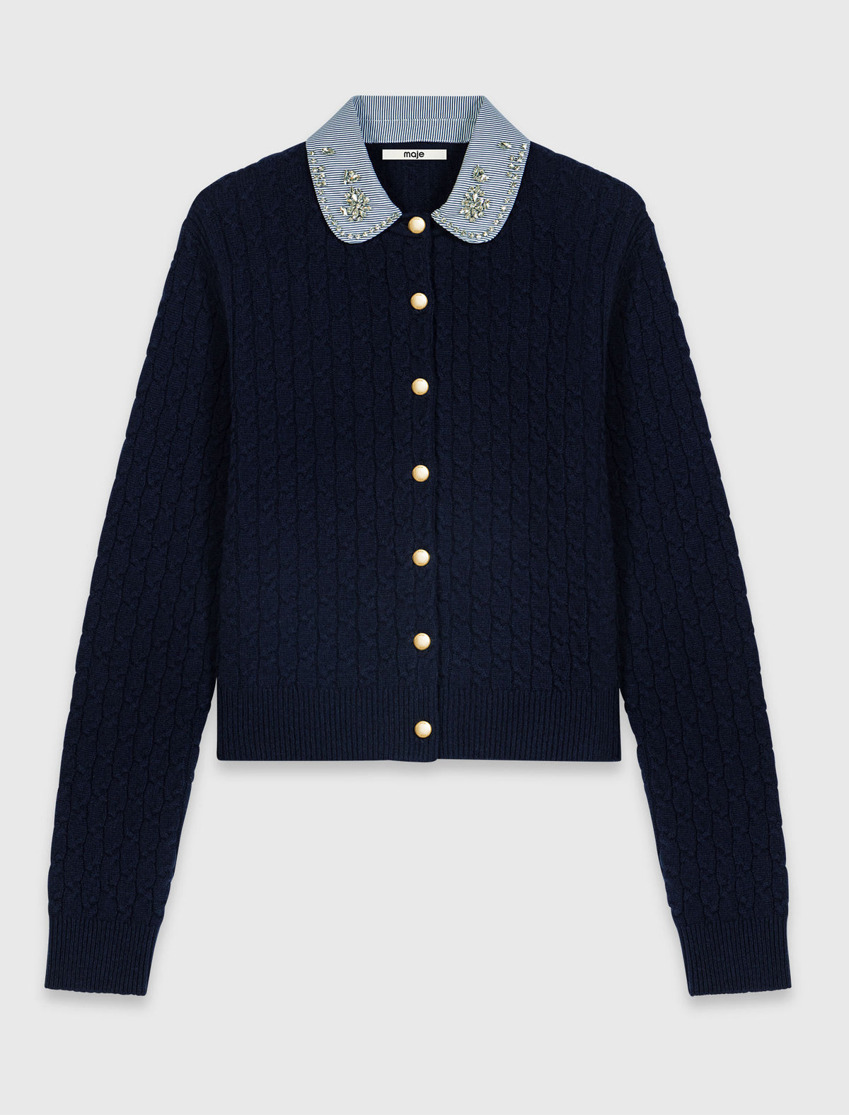 Cardigan with poplin collar Navy