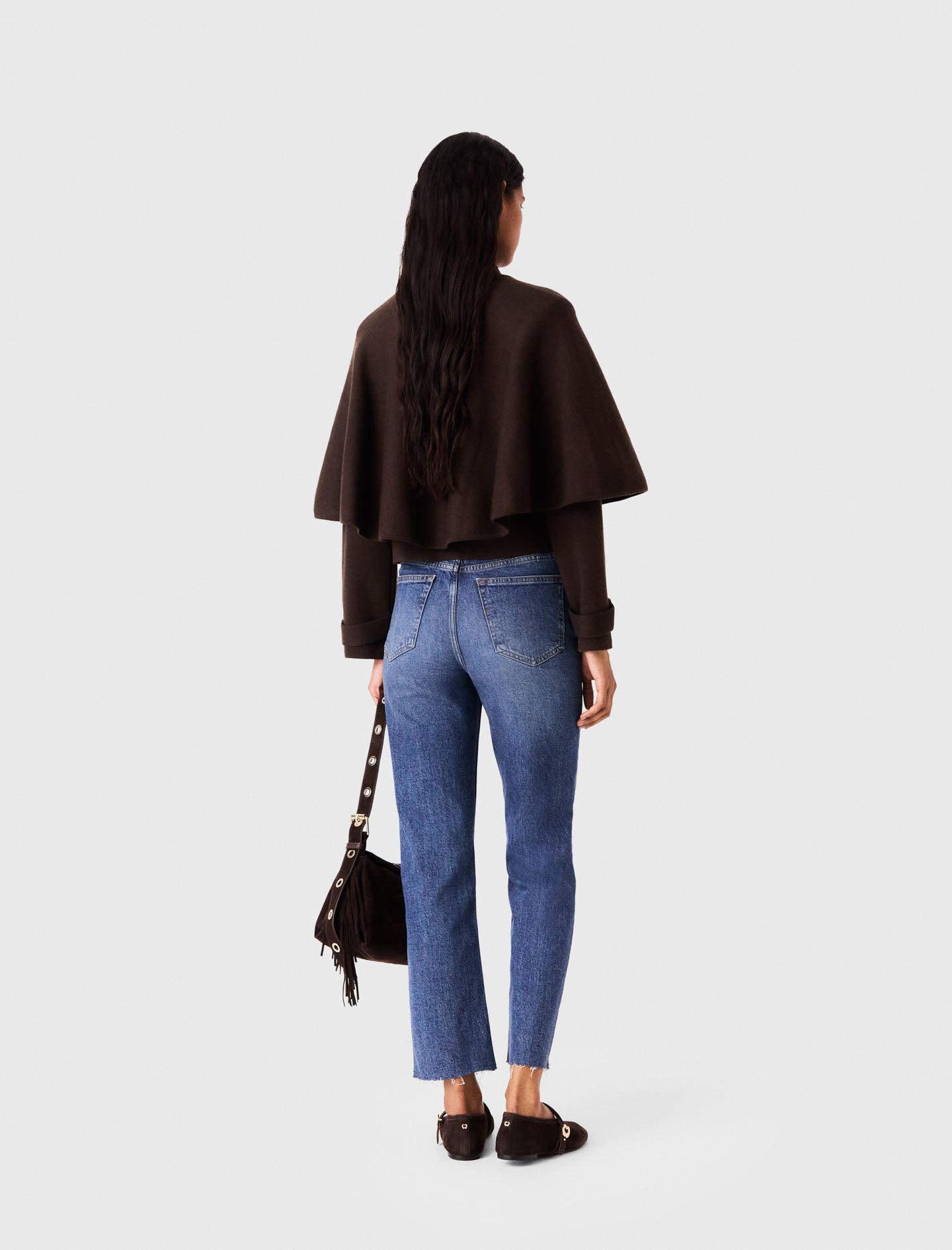 Cape-style cardigan Dark Brown