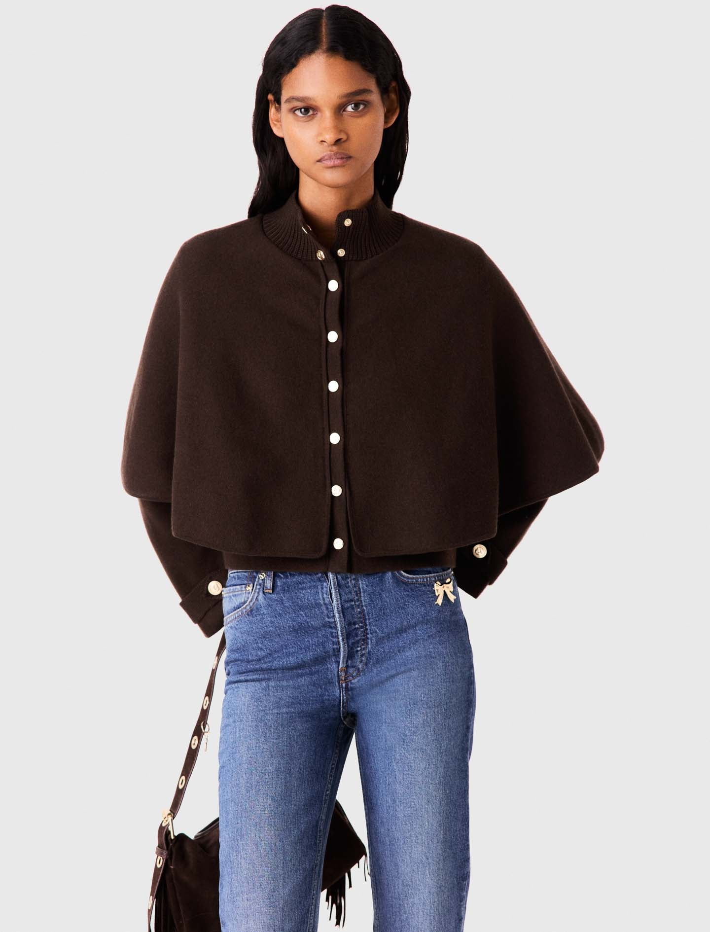 Cape-style cardigan Dark Brown