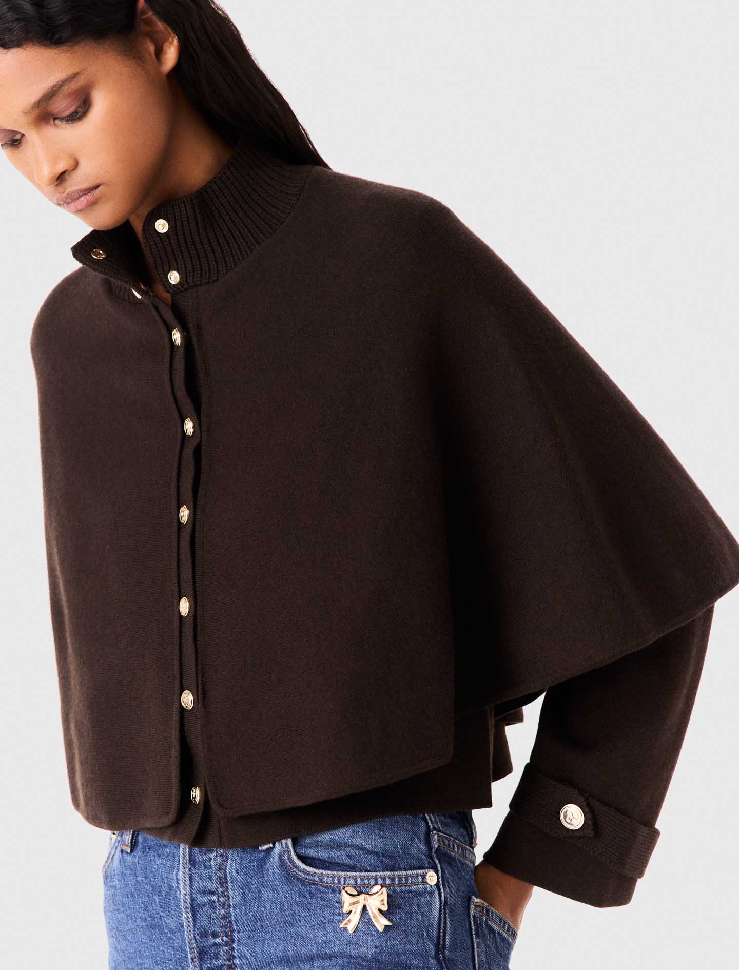 Cape-style cardigan Dark Brown
