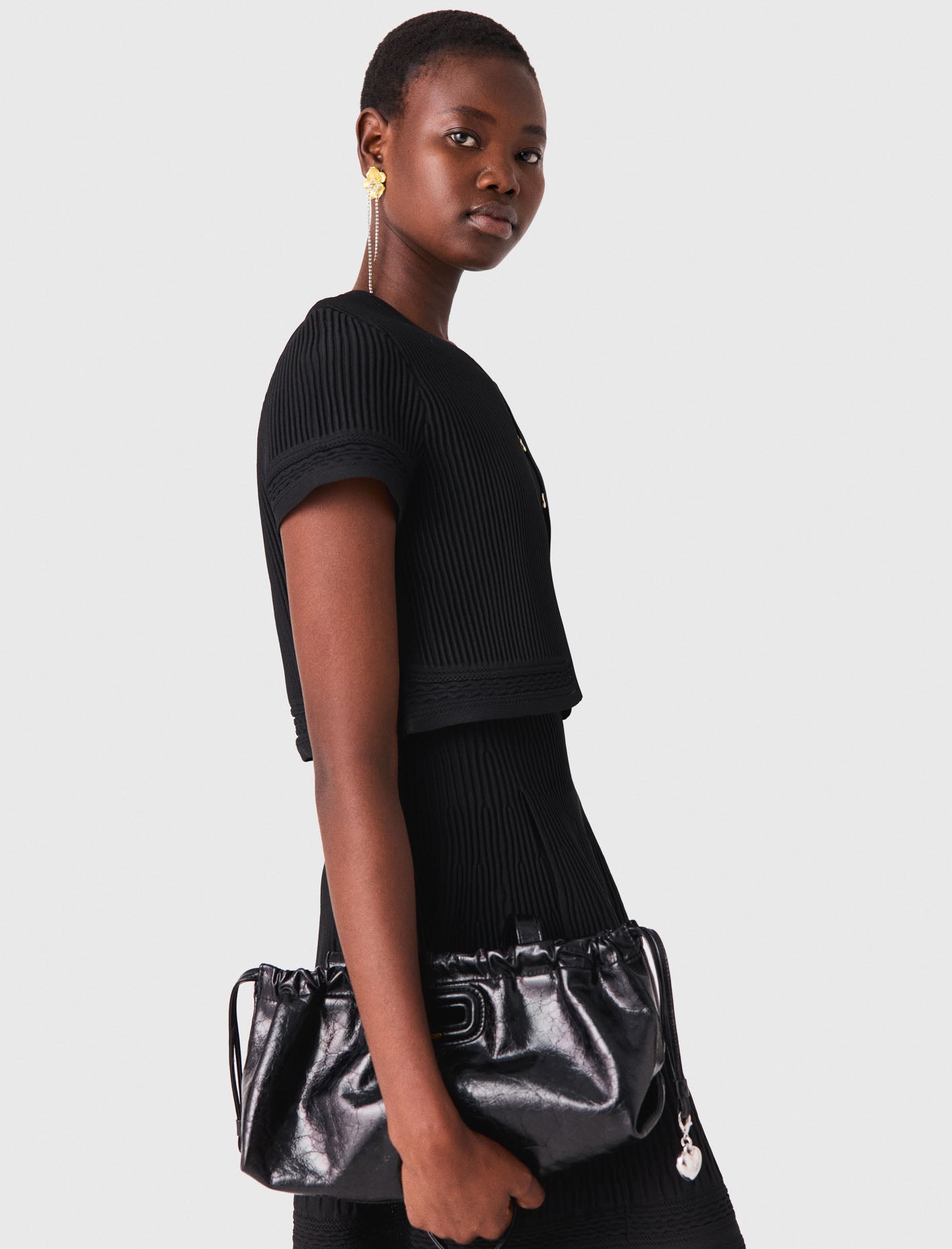 Short-sleeved cardigan Black
