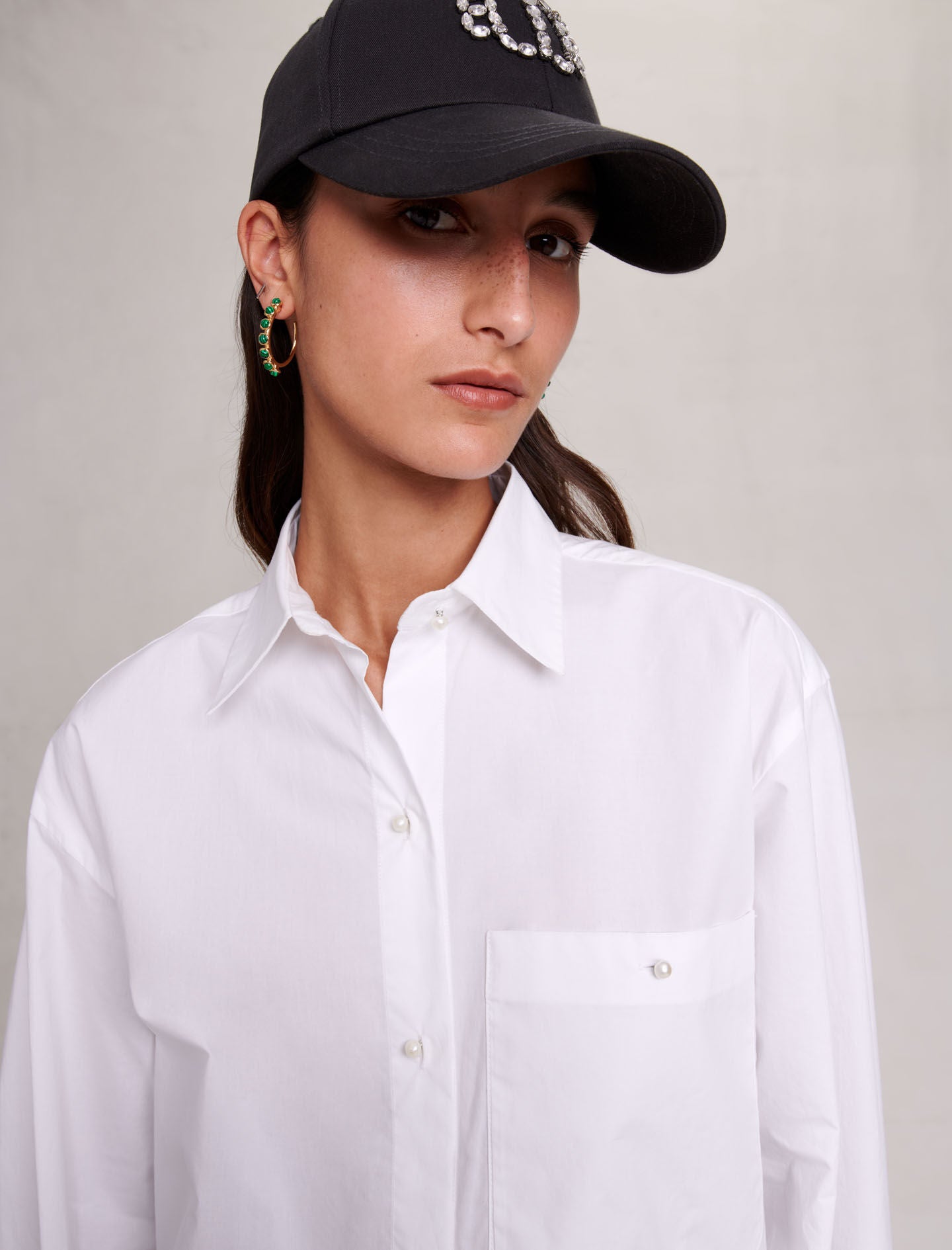 White-white cotton poplin shirt