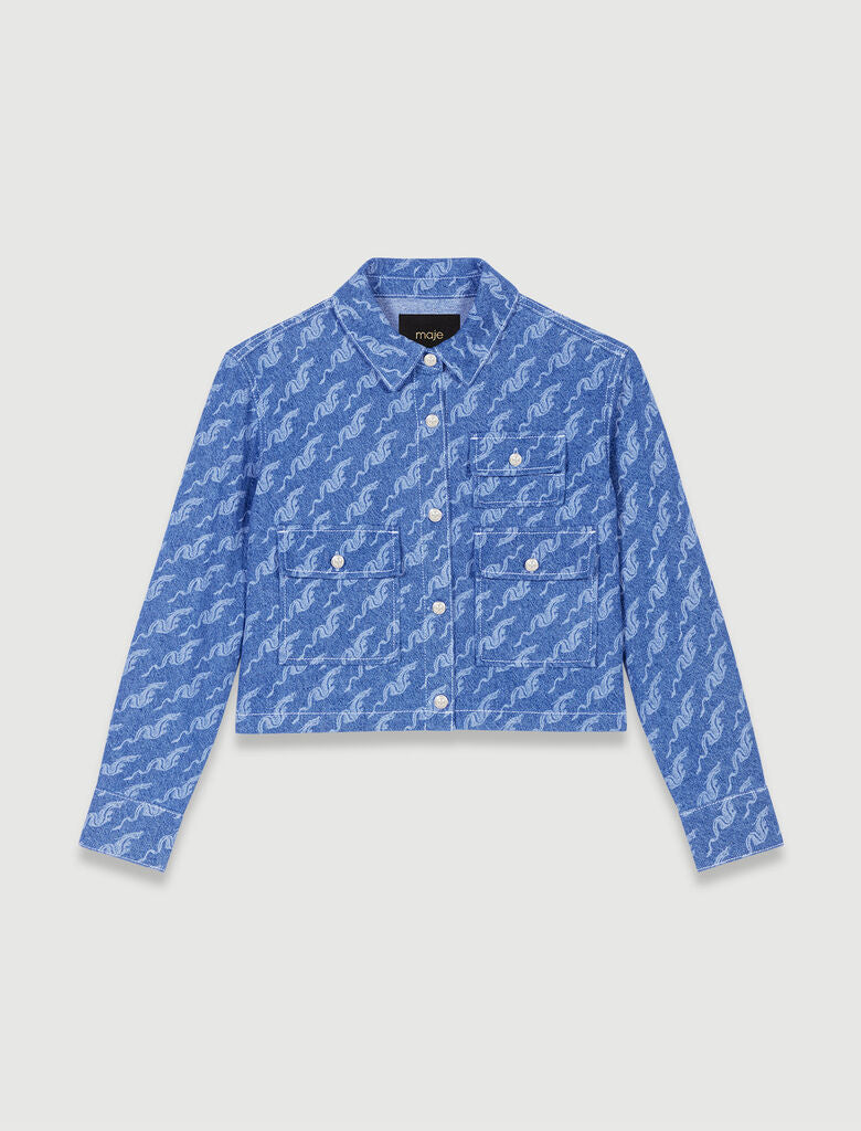 Blue-Patterned denim shirt