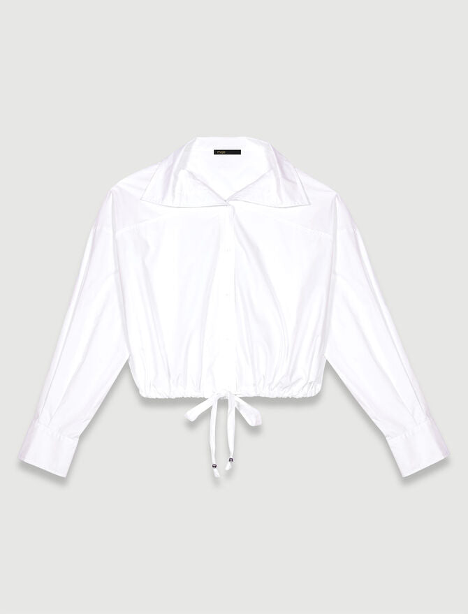 White-Cropped cotton shirt