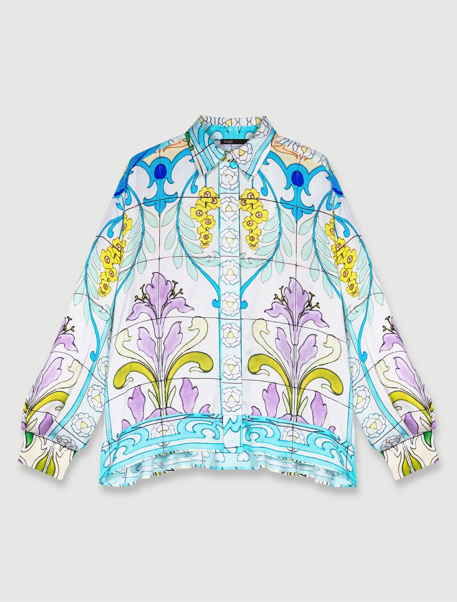 Print Mozaic Satin-effect patterned shirt