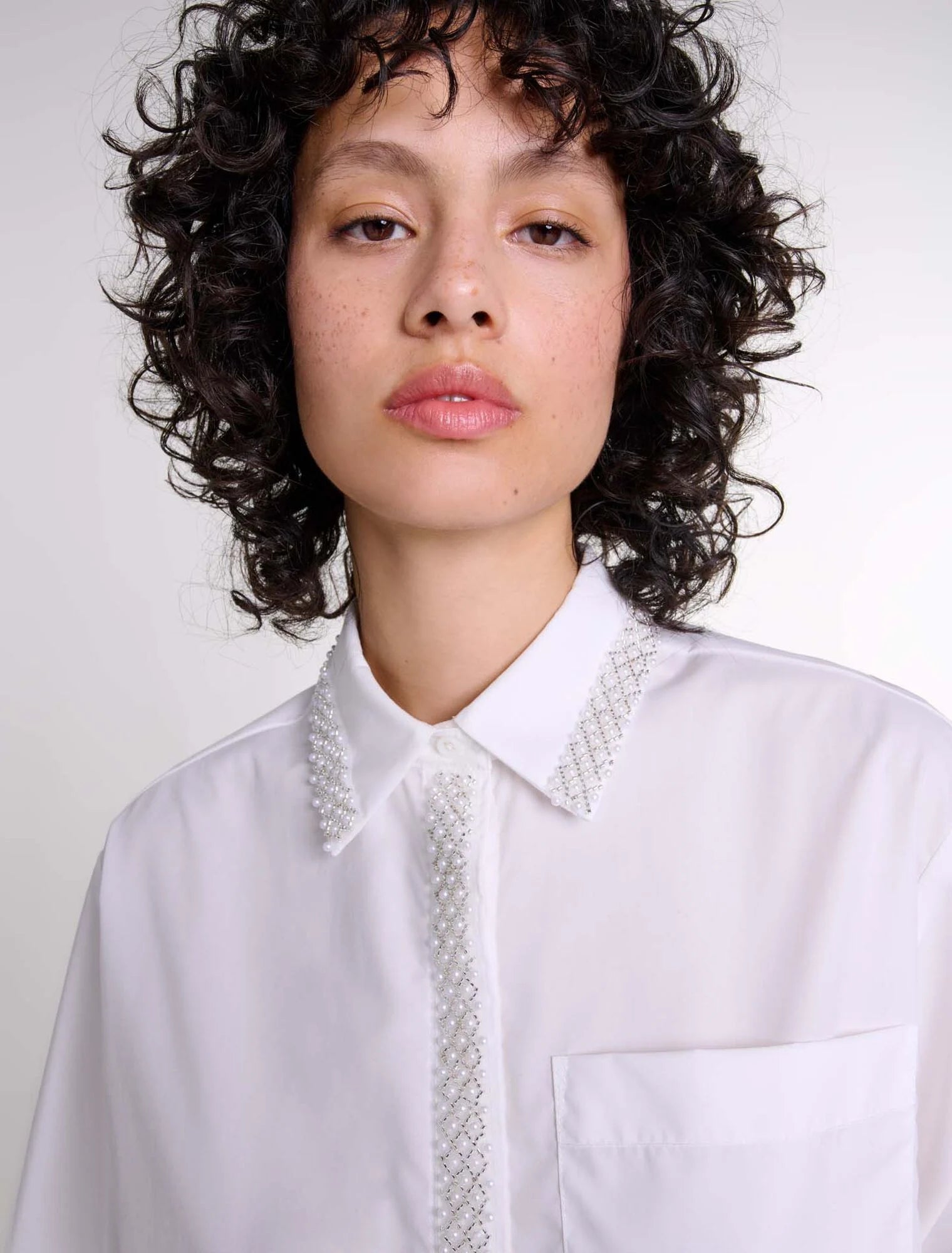 Maje cropped dress with shirt collar shop