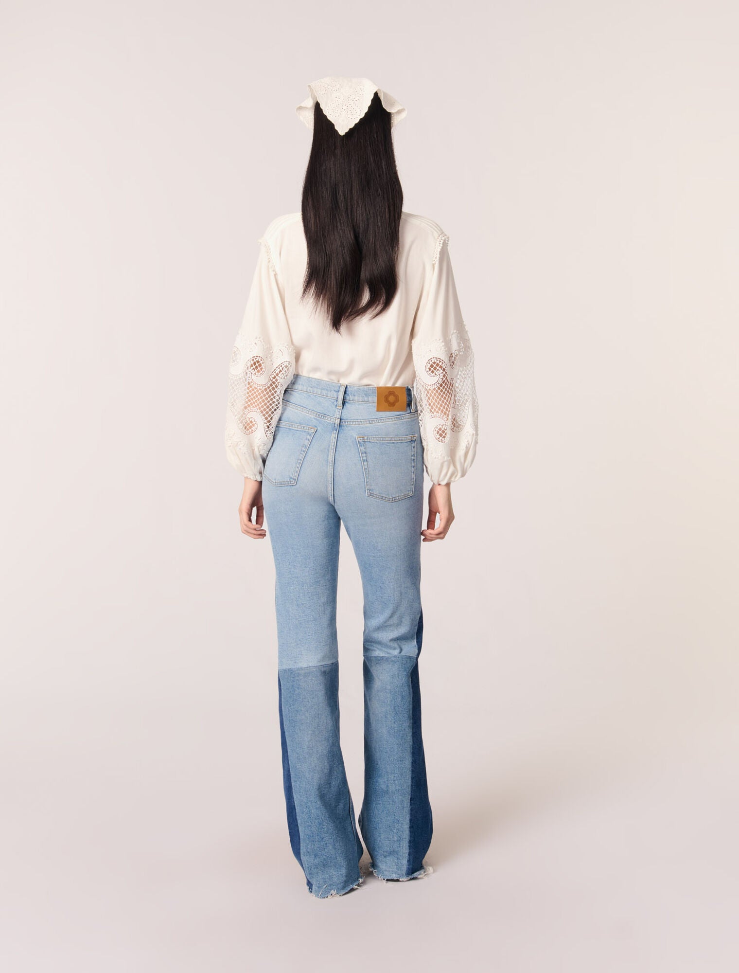 Ecru-Shirt With Embroidered Sleeves