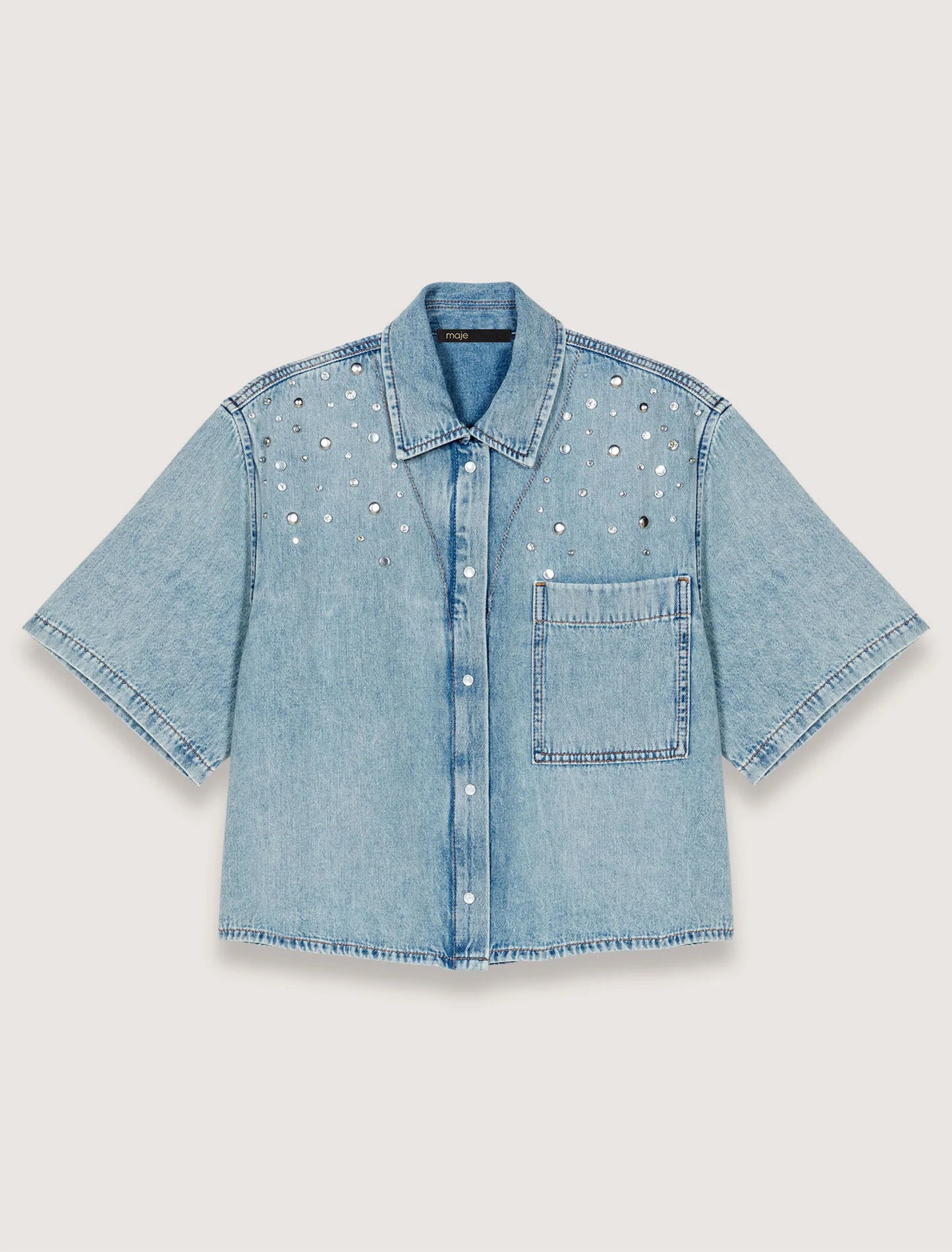 Blue-Studded denim shirt