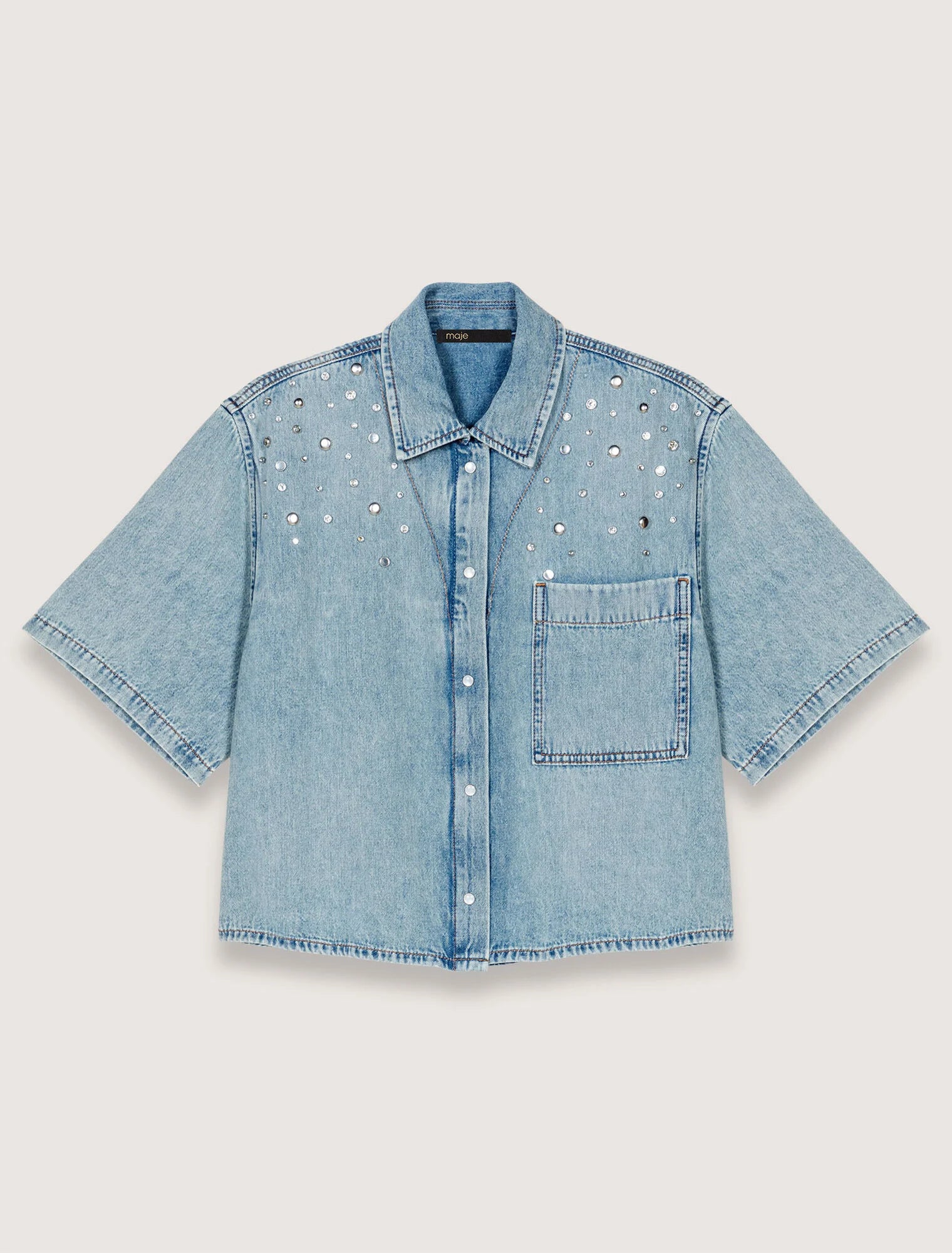 Blue-Studded denim shirt
