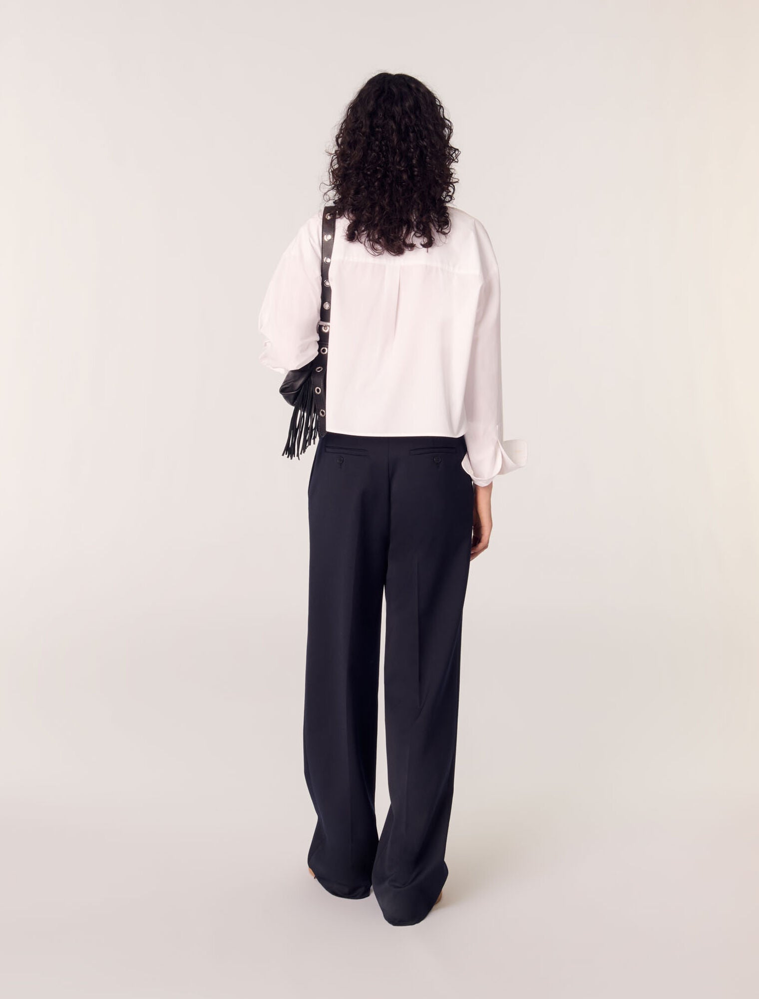 White-Short shirt with embroidered collar