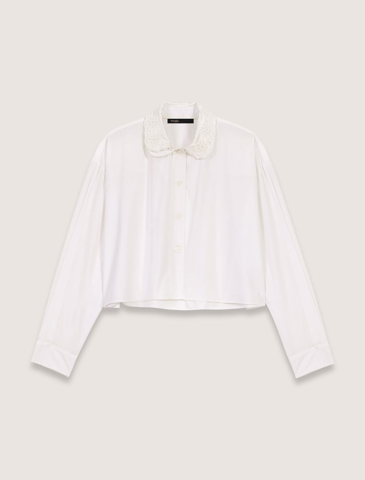 White-Short shirt with embroidered collar