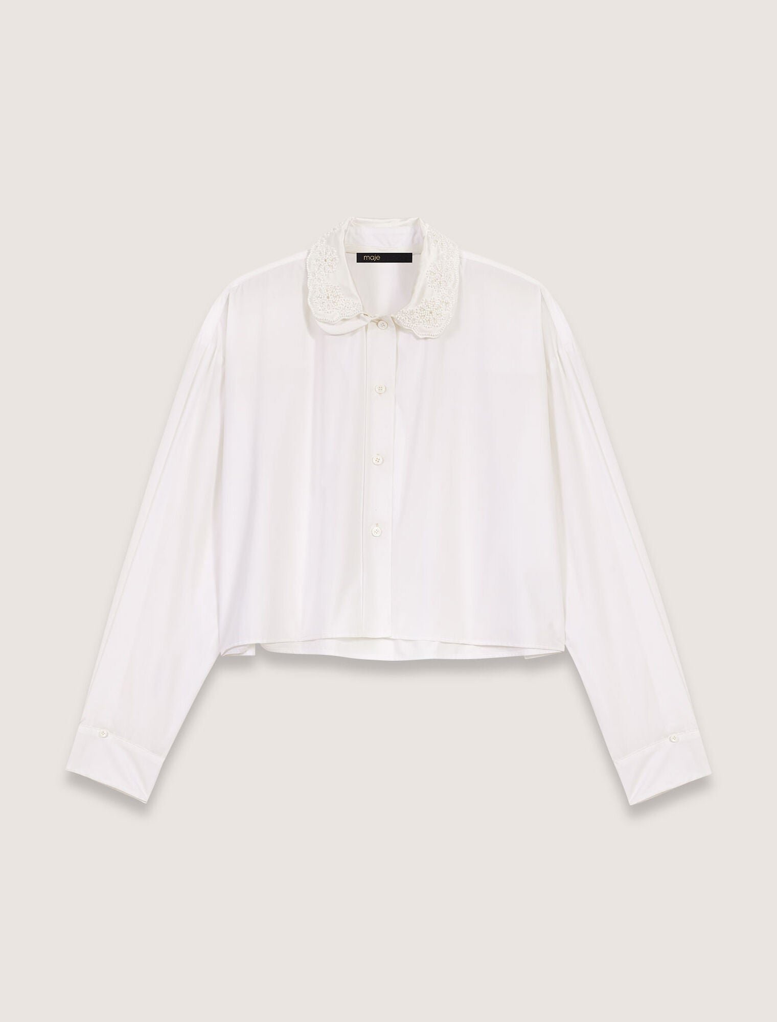 White-Short shirt with embroidered collar