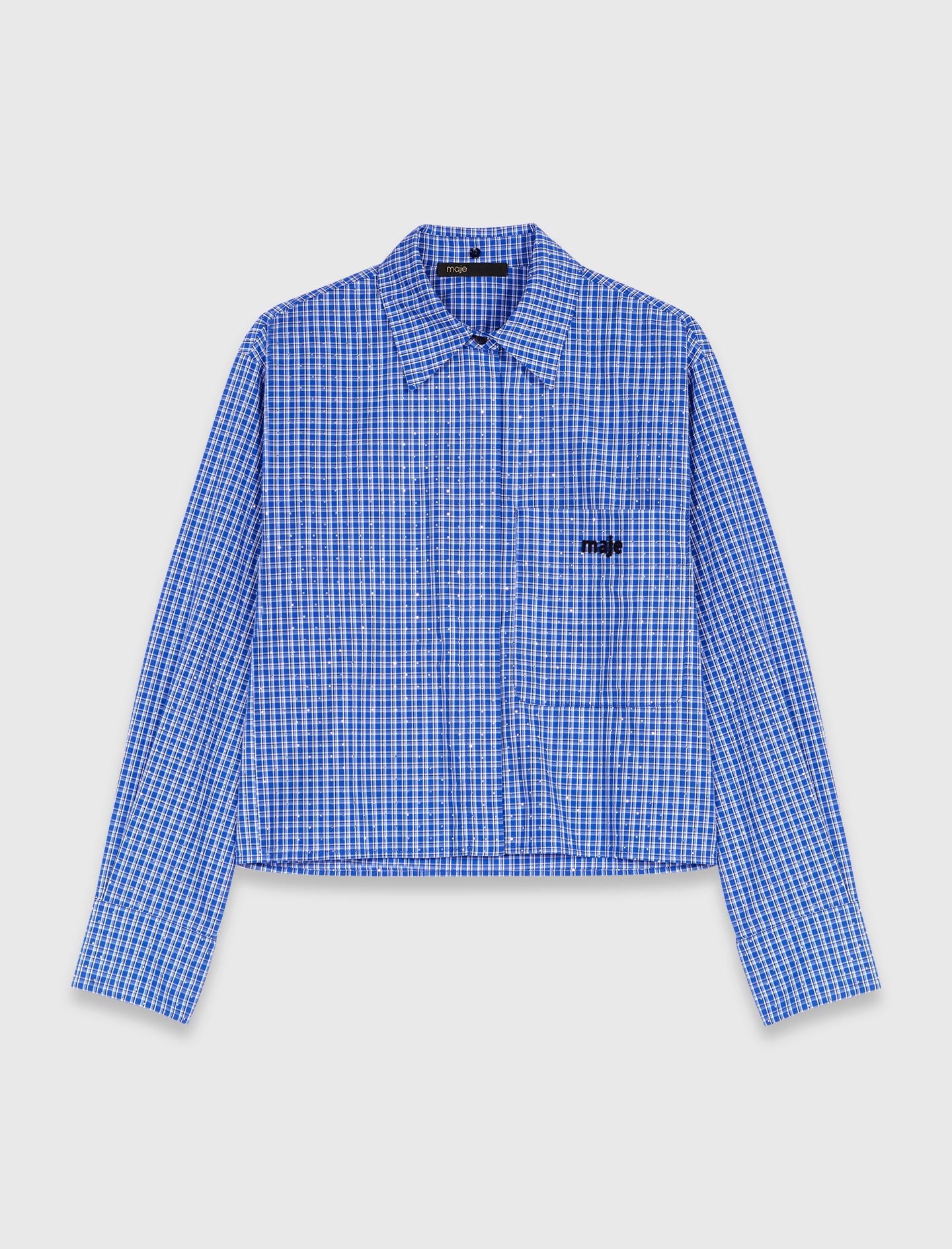 Rhinestone shirt with removable collar