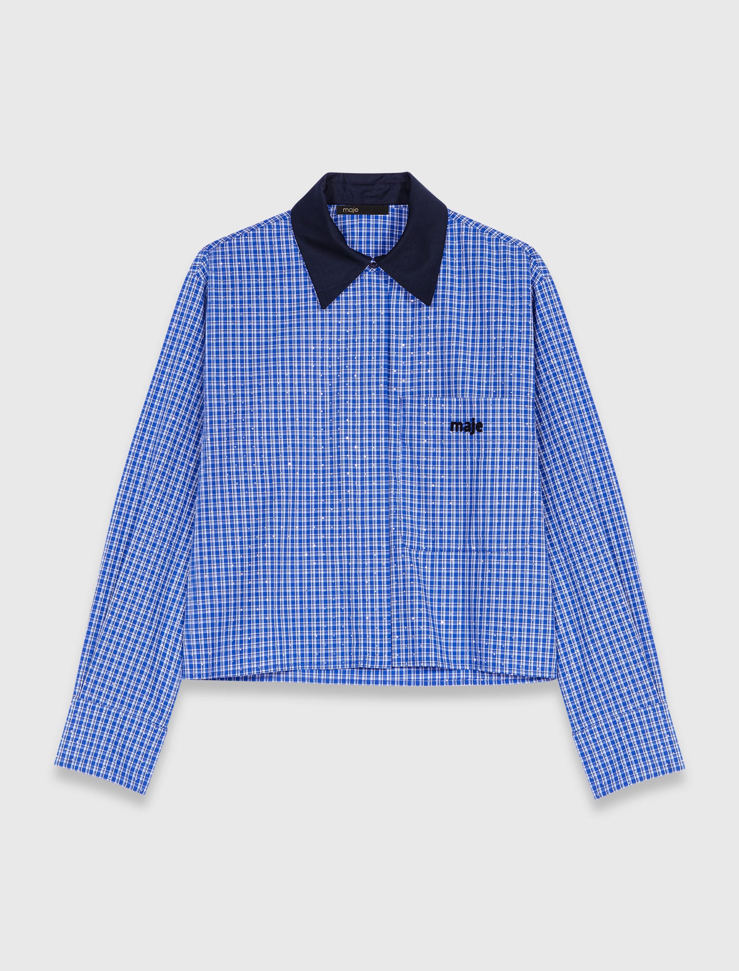 Rhinestone shirt with removable collar