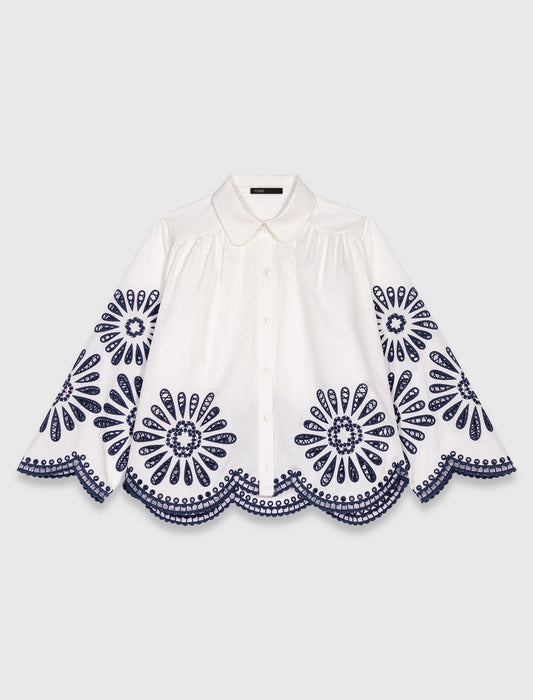 Crochet Shirt WHITE/NAVY