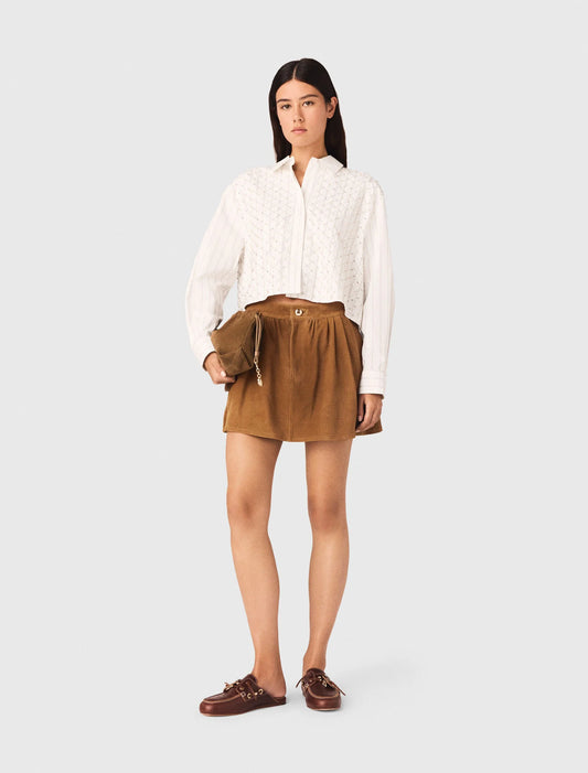 Beaded Cropped Shirt White