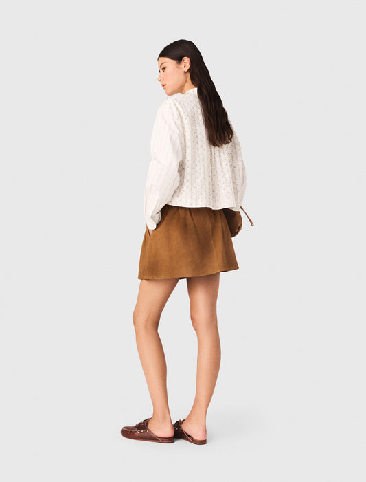 Beaded Cropped Shirt White