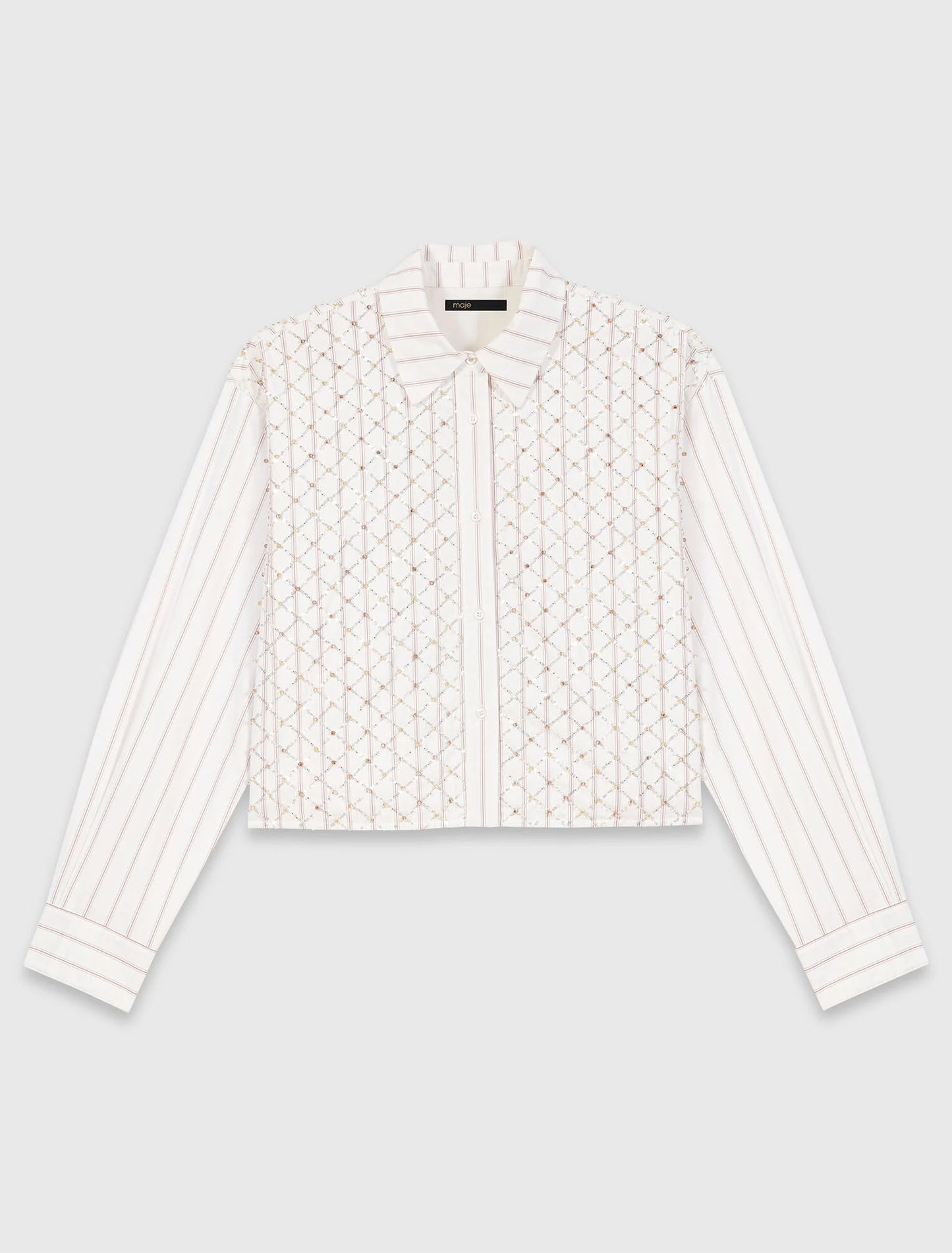 Beaded Cropped Shirt White