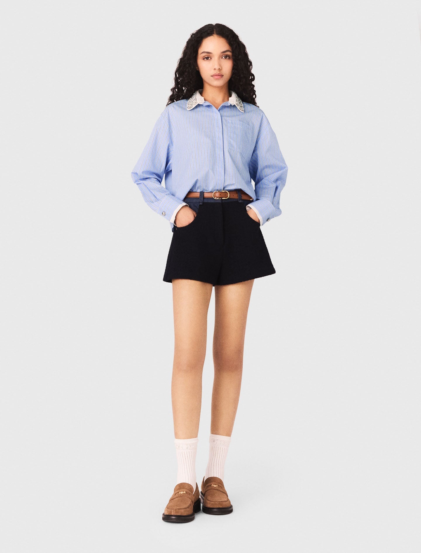 Shirt With Removable Jewel Collar SKY