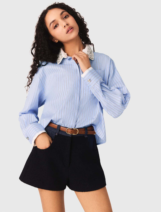 Shirt With Removable Jewel Collar SKY