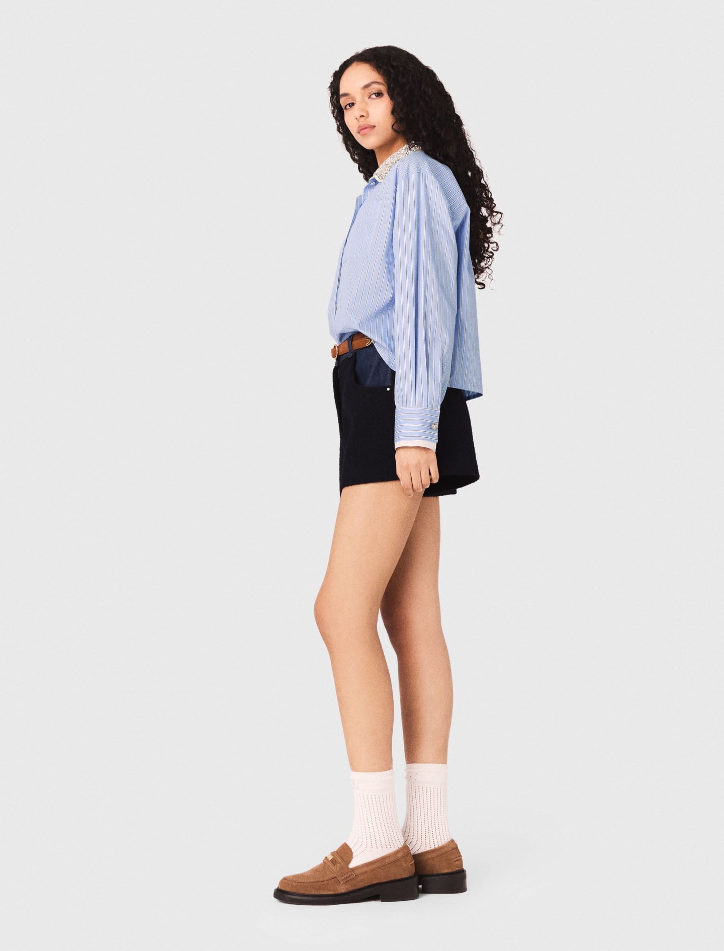 Shirt With Removable Jewel Collar SKY