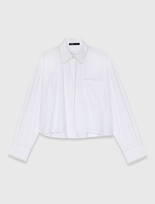 Crochet Collar Shirt WHITE