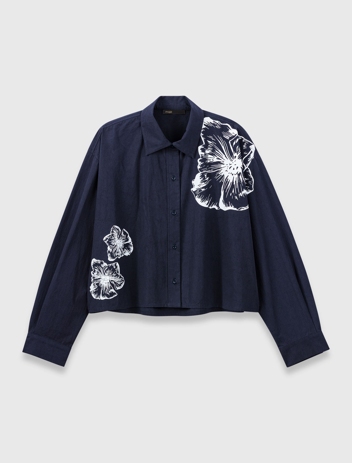 Cropped cotton shirt NAVY