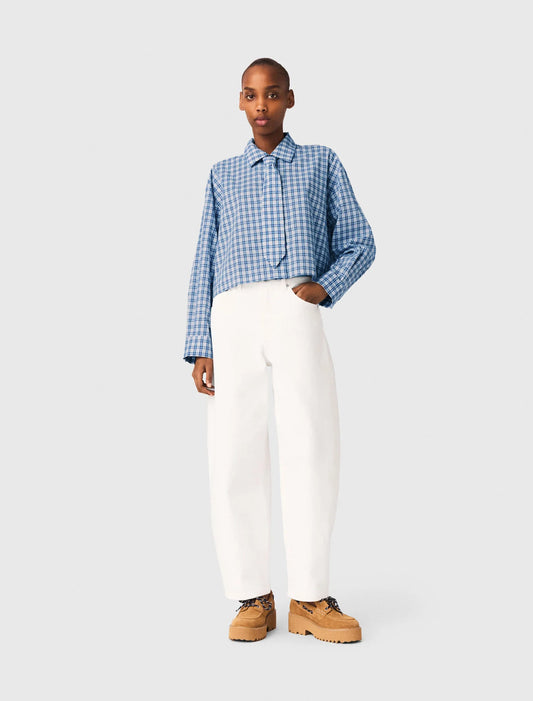 Rhinestone Shirt With Removable Tie Blue Check Print