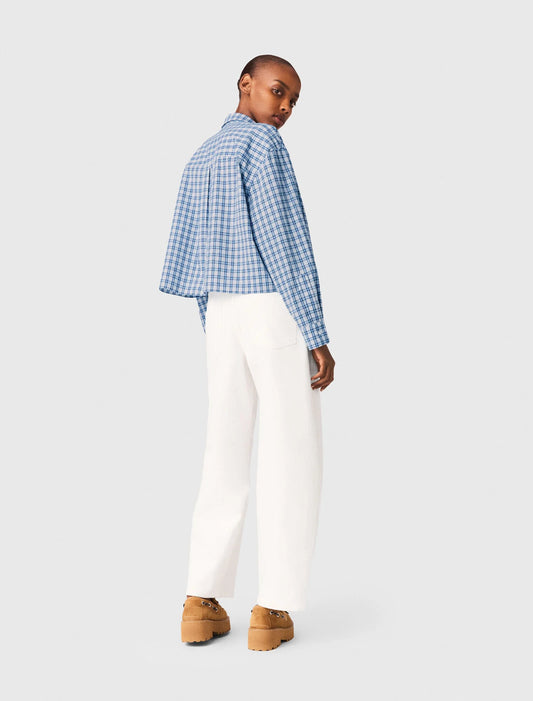 Rhinestone Shirt With Removable Tie Blue Check Print
