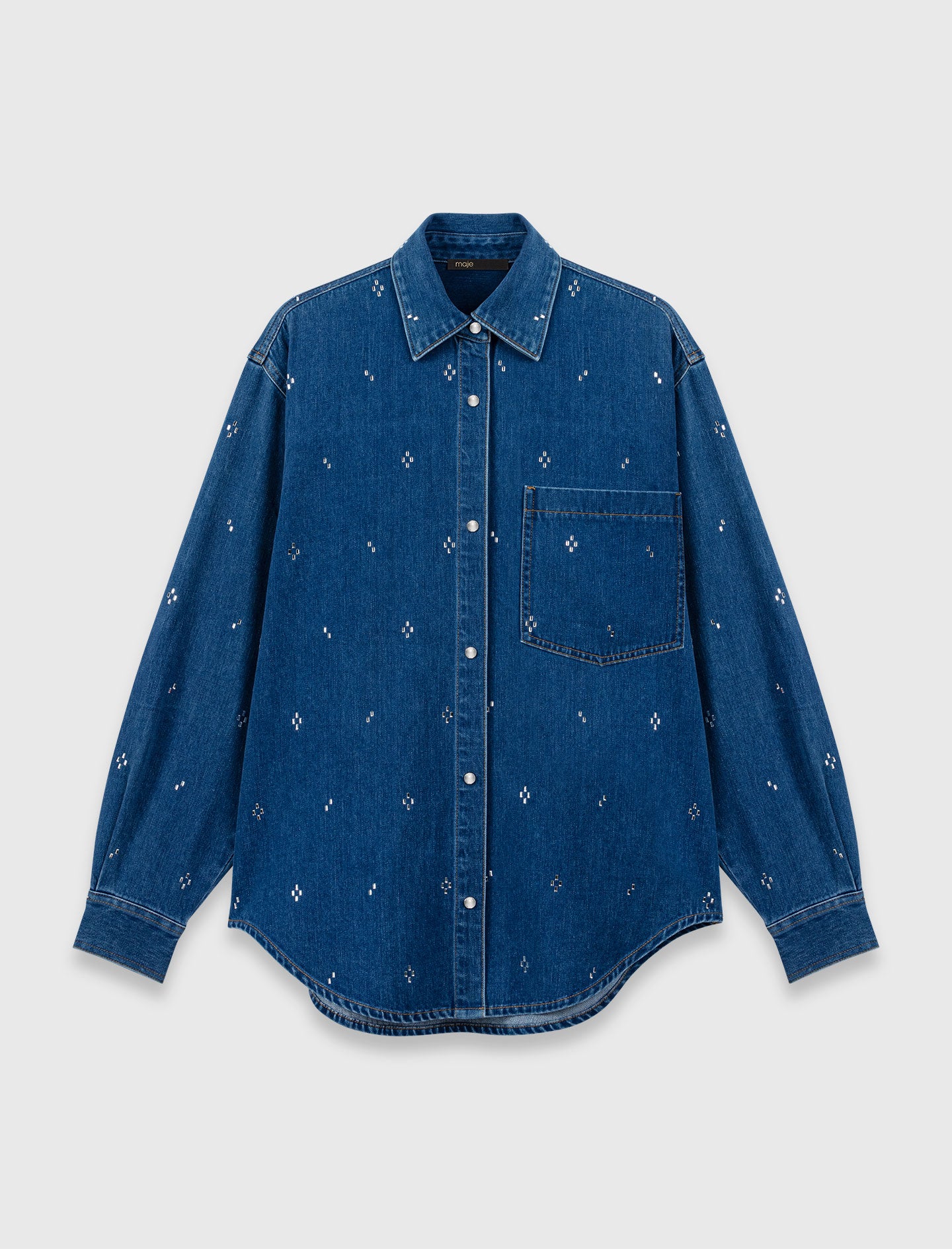 Rhinestone Denim Shirt BLUE