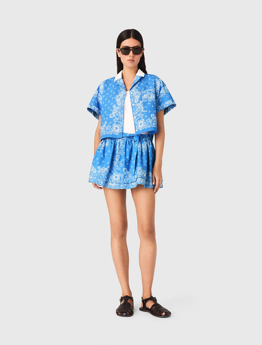 Contrast collar printed shirt Sky Blue Bandana Print