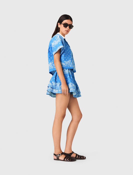 Contrast collar printed shirt Sky Blue Bandana Print
