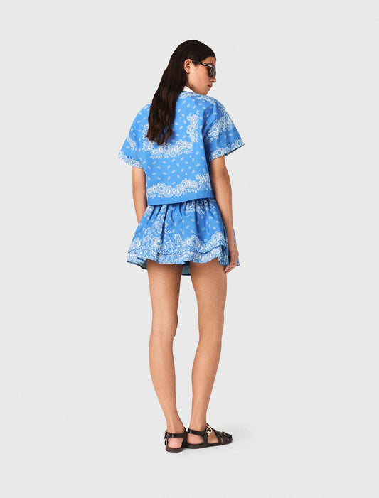 Contrast collar printed shirt Sky Blue Bandana Print