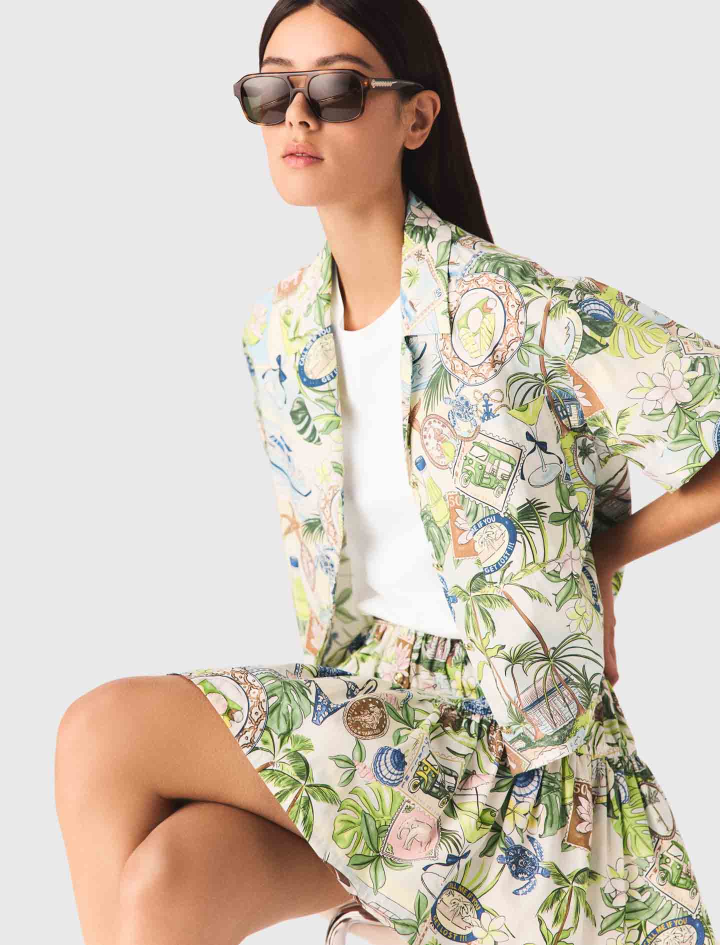 Patterned Cropped Shirt Postcard Print