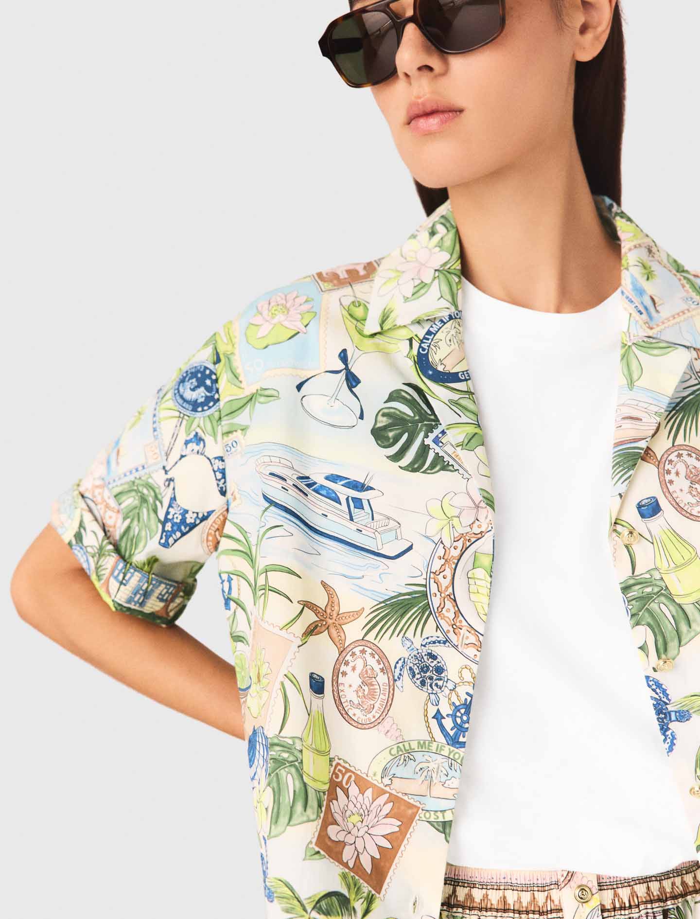 Patterned Cropped Shirt Postcard Print