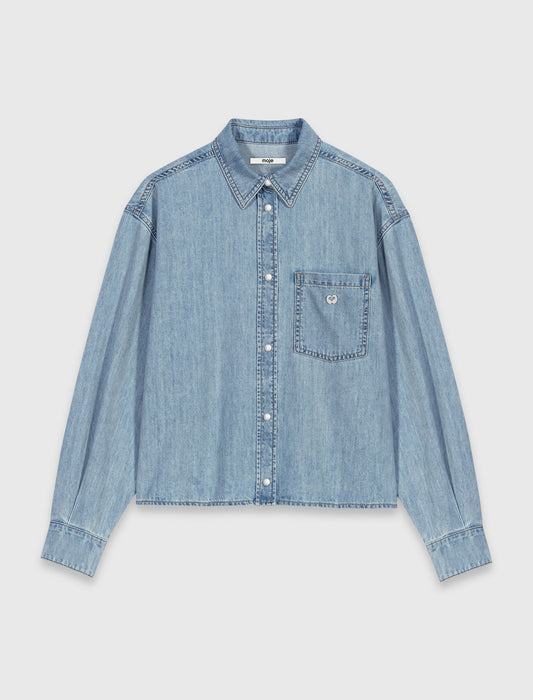 Denim shirt with logo Blue