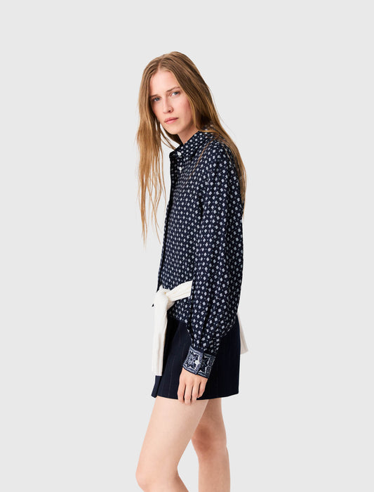 Printed shirt with rhinestones Navy Loungewear