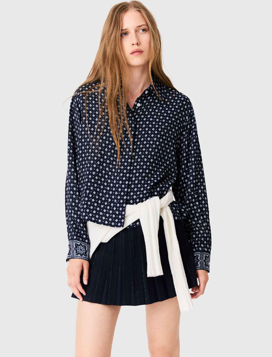 Printed shirt with rhinestones Navy Loungewear